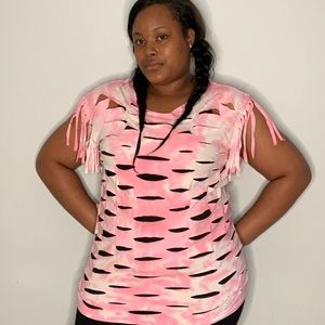 Cut t-shirts  with flattering shoulder fringe